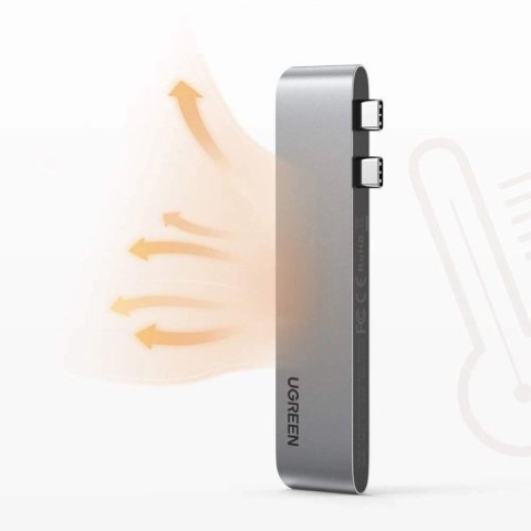 HUB Ugreen 60559 2x USB-C / USB-C PD (Thunderbolt 3, 100W, 4K 60 Hz, 10 Gbps) / HDMI 4K 30 Hz / 3x USB 3.0 do MacBook Pro / Air  UGREEN
