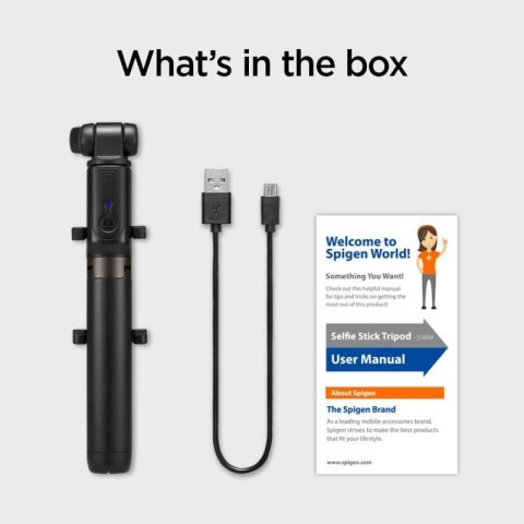 Selfie stick Spigen S540W Bluetooth z tripodem - czarny Spigen