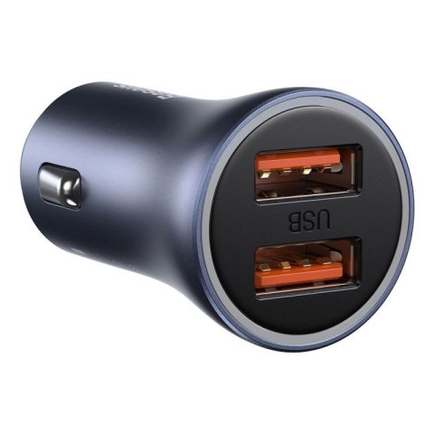 Baseus Golden Contactor Pro szybka ładowarka samochodowa 2x USB 40 W Quick Charge SCP FCP AFC + kabel USB - USB Typ C szary (TZC Baseus