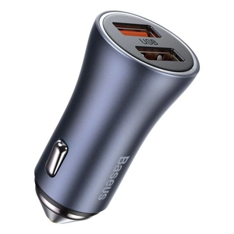 Baseus Golden Contactor Pro szybka ładowarka samochodowa 2x USB 40 W Quick Charge SCP FCP AFC + kabel USB - USB Typ C szary (TZC Baseus