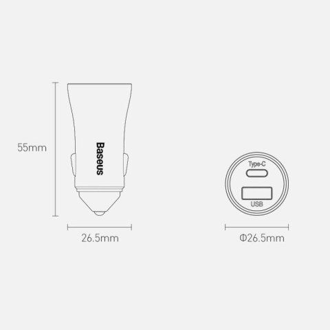 Baseus Golden Contactor Pro szybka ładowarka samochodowa USB Typ C / USB 40 W Power Delivery 3.0 Quick Charge 4 + SCP FCP AFC sz Baseus