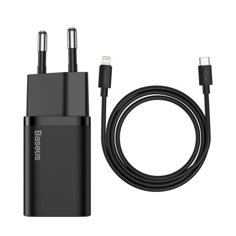 Baseus Super Si 1C szybka ładowarka USB Typ C 20W Power Delivery + kabel USB Typ C - Lightning 1m czarny (TZCCSUP-B01) Baseus