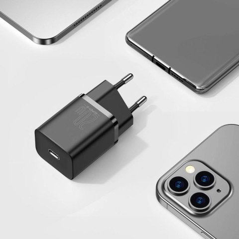 Baseus Super Si 1C szybka ładowarka USB Typ C 20W Power Delivery + kabel USB Typ C - Lightning 1m czarny (TZCCSUP-B01) Baseus