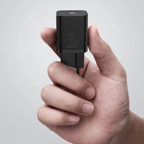 Baseus Super Si 1C szybka ładowarka USB Typ C 20W Power Delivery + kabel USB Typ C - Lightning 1m czarny (TZCCSUP-B01) Baseus
