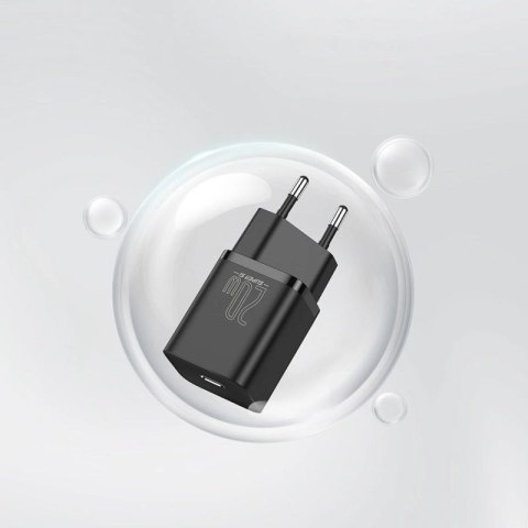 Baseus Super Si 1C szybka ładowarka USB Typ C 20W Power Delivery + kabel USB Typ C - Lightning 1m czarny (TZCCSUP-B01) Baseus