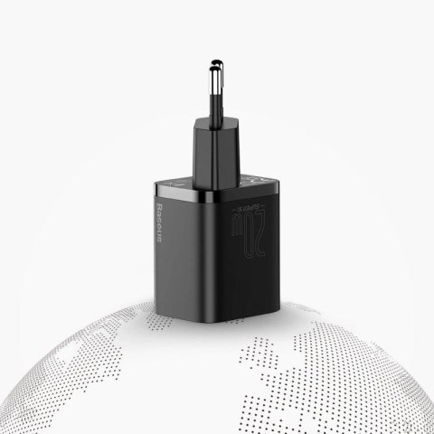 Baseus Super Si 1C szybka ładowarka USB Typ C 20W Power Delivery + kabel USB Typ C - Lightning 1m czarny (TZCCSUP-B01) Baseus