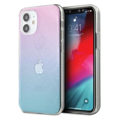 Etui Guess 4G 3D Pattern Collection na iPhone 12 mini - niebiesko-różowe Guess
