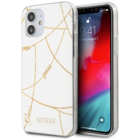 Etui Guess Gold Chain Collection na iPhone 12 mini - białe Guess