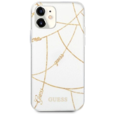 Etui Guess Gold Chain Collection na iPhone 12 mini - białe Guess