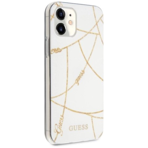 Etui Guess Gold Chain Collection na iPhone 12 mini - białe Guess