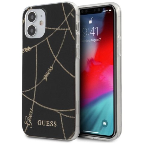Etui Guess Gold Chain Collection na iPhone 12 mini - czarne Guess