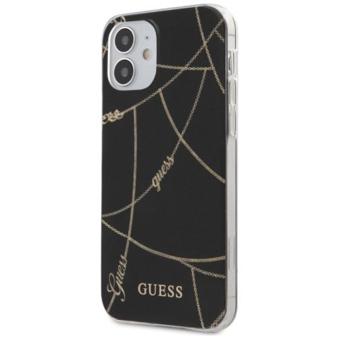 Etui Guess Gold Chain Collection na iPhone 12 mini - czarne Guess