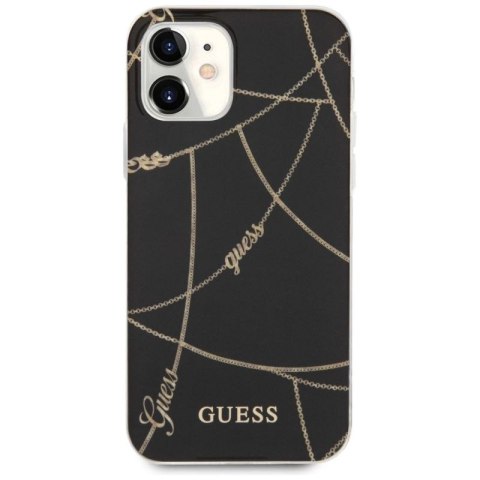 Etui Guess Gold Chain Collection na iPhone 12 mini - czarne Guess