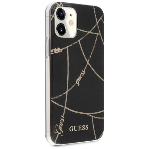 Etui Guess Gold Chain Collection na iPhone 12 mini - czarne Guess