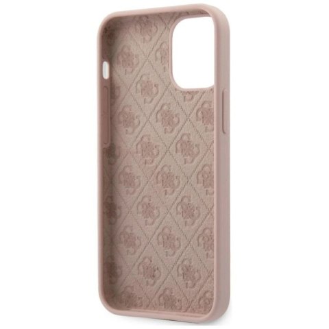 Etui Guess Silicone Script Gold Logo na iPhone 12 mini - jasnoróżowe Guess