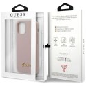 Etui Guess Silicone Script Gold Logo na iPhone 12 mini - jasnoróżowe Guess