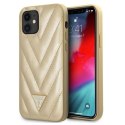 Etui Guess V-Quilted Collection na iPhone 12 mini - złote Guess
