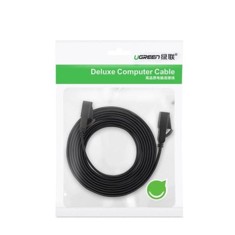 Ugreen płaski kabel przewód internetowy sieciowy Ethernet patchcord RJ45 Cat 7 STP LAN 10 Gbps 10 m czarny (NW106 11265) UGREEN