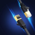 Ugreen płaski kabel przewód internetowy sieciowy Ethernet patchcord RJ45 Cat 7 STP LAN 10 Gbps 10 m czarny (NW106 11265) UGREEN