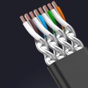 Ugreen płaski kabel przewód internetowy sieciowy Ethernet patchcord RJ45 Cat 7 STP LAN 10 Gbps 10 m czarny (NW106 11265) UGREEN