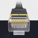 Ugreen płaski kabel przewód internetowy sieciowy Ethernet patchcord RJ45 Cat 7 STP LAN 10 Gbps 10 m czarny (NW106 11265) UGREEN