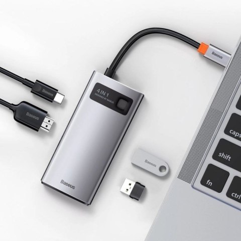 Baseus Metal Gleam 4w1 wielofunkcyjny HUB USB Typ C - USB Typ C Power Delivery 100 W / HDMI 4K 30 Hz / USB 3.2 Gen 1 / USB 2.0 ( Baseus