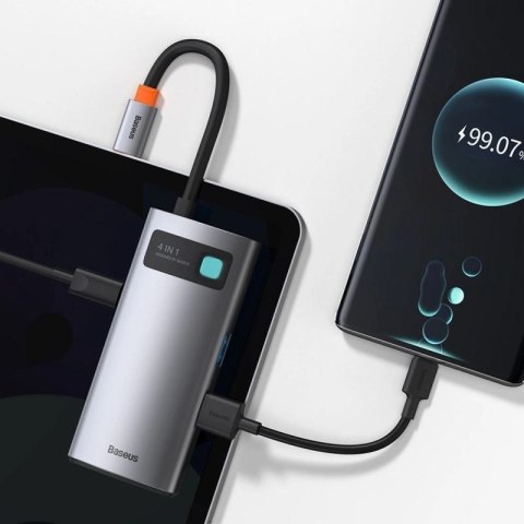 Baseus Metal Gleam 4w1 wielofunkcyjny HUB USB Typ C - USB Typ C Power Delivery 100 W / HDMI 4K 30 Hz / USB 3.2 Gen 1 / USB 2.0 ( Baseus