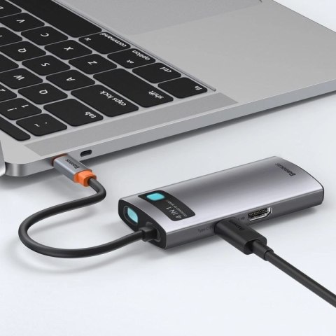 Baseus Metal Gleam 4w1 wielofunkcyjny HUB USB Typ C - USB Typ C Power Delivery 100 W / HDMI 4K 30 Hz / USB 3.2 Gen 1 / USB 2.0 ( Baseus
