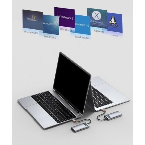 Baseus Metal Gleam 4w1 wielofunkcyjny HUB USB Typ C - USB Typ C Power Delivery 100 W / HDMI 4K 30 Hz / USB 3.2 Gen 1 / USB 2.0 ( Baseus