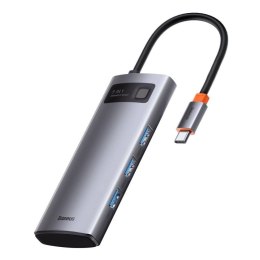 Baseus Metal Gleam 5w1 wielofunkcyjny HUB USB Typ C - USB Typ C Power Delivery 100 W / HDMI 4K 30 Hz / 3x USB 3.2 Gen 1 Szary (C Baseus