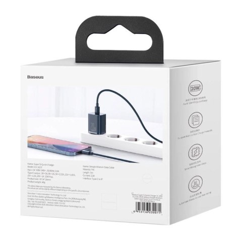 Baseus Super Si 1C szybka ładowarka USB Typ C 20 W Power Delivery niebieski (CCSUP-B03) Baseus