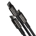 Baseus Tungsten 3w1 kabel USB - USB Typ C / Lightning / micro USB 3,5 A 1,5 m czarny (CAMLTWJ-01) Baseus