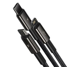 Baseus Tungsten 3w1 kabel USB - USB Typ C / Lightning / micro USB 3,5 A 1,5 m czarny (CAMLTWJ-01) Baseus