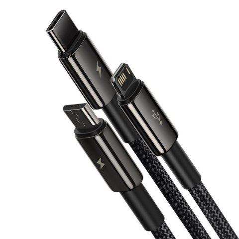 Baseus Tungsten 3w1 kabel USB - USB Typ C / Lightning / micro USB 3,5 A 1,5 m czarny (CAMLTWJ-01) Baseus