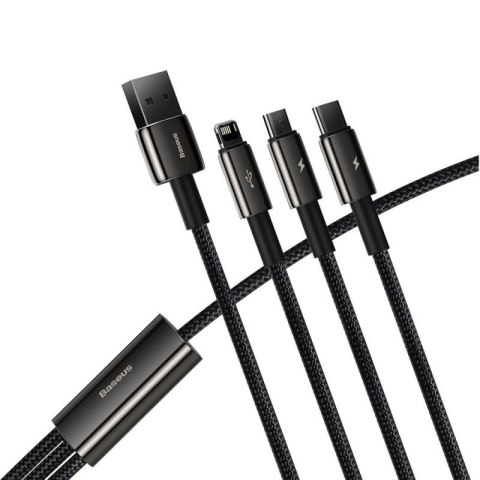 Baseus Tungsten 3w1 kabel USB - USB Typ C / Lightning / micro USB 3,5 A 1,5 m czarny (CAMLTWJ-01) Baseus