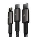Baseus Tungsten 3w1 kabel USB - USB Typ C / Lightning / micro USB 3,5 A 1,5 m czarny (CAMLTWJ-01) Baseus