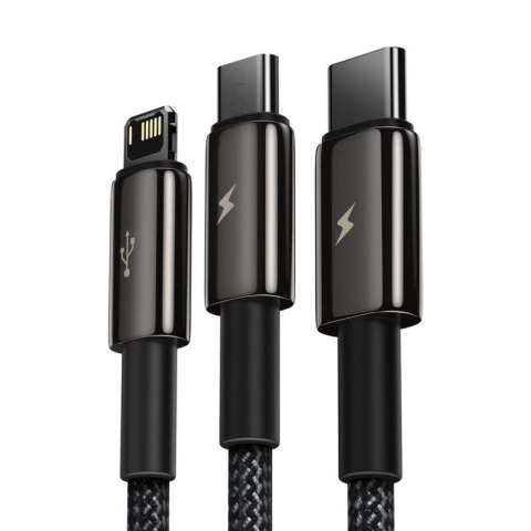 Baseus Tungsten 3w1 kabel USB - USB Typ C / Lightning / micro USB 3,5 A 1,5 m czarny (CAMLTWJ-01) Baseus