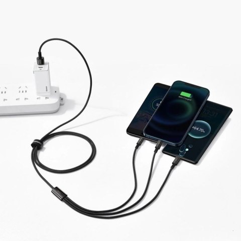 Baseus Tungsten 3w1 kabel USB - USB Typ C / Lightning / micro USB 3,5 A 1,5 m czarny (CAMLTWJ-01) Baseus