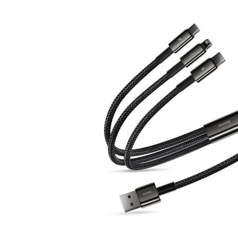 Baseus Tungsten 3w1 kabel USB - USB Typ C / Lightning / micro USB 3,5 A 1,5 m czarny (CAMLTWJ-01) Baseus