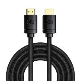Baseus kabel HDMI 2.1 8K 60 Hz 48 Gbps / 4K 120 Hz / 2K 144 Hz 3D eARC QMS Dynamic HDR VRR ALLM 3 m czarny (CAKGQ-L01) Baseus