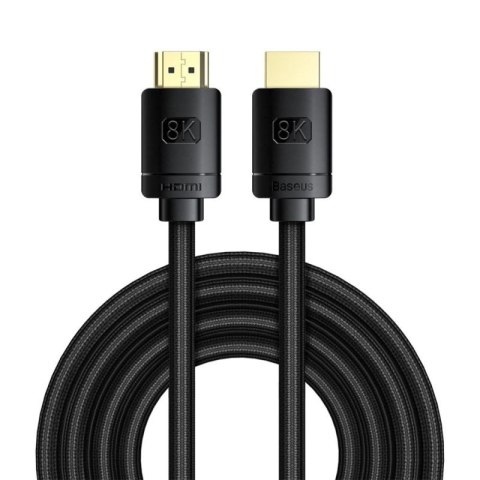 Baseus kabel HDMI 2.1 8K 60 Hz 48 Gbps / 4K 120 Hz / 2K 144 Hz 3D eARC QMS Dynamic HDR VRR ALLM 3 m czarny (CAKGQ-L01) Baseus