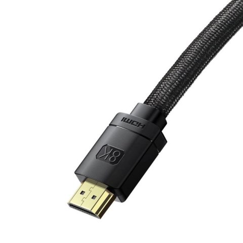 Baseus kabel HDMI 2.1 8K 60 Hz 48 Gbps / 4K 120 Hz / 2K 144 Hz 3D eARC QMS Dynamic HDR VRR ALLM 3 m czarny (CAKGQ-L01) Baseus