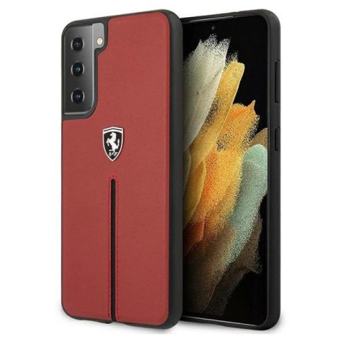 Etui Ferrari Off Track Leather Nylon Stripe na Samsung Galaxy S21 - czerwone Ferrari