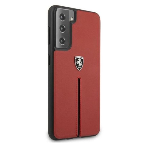Etui Ferrari Off Track Leather Nylon Stripe na Samsung Galaxy S21 - czerwone Ferrari