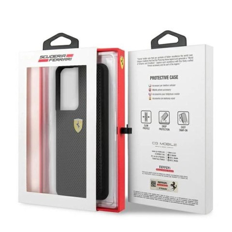 Etui Ferrari On Track Perforated na Samsung Galaxy S21 Ultra - czarne Ferrari