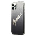 Etui Guess Glitter Gradient Script na iPhone 12 Pro Max - czarne Guess
