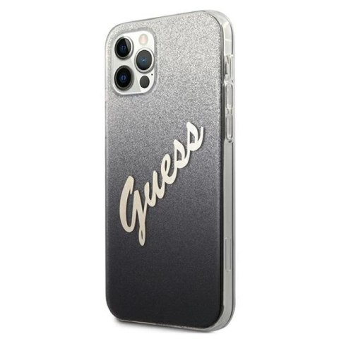 Etui Guess Glitter Gradient Script na iPhone 12 Pro Max - czarne Guess