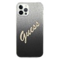 Etui Guess Glitter Gradient Script na iPhone 12 Pro Max - czarne Guess