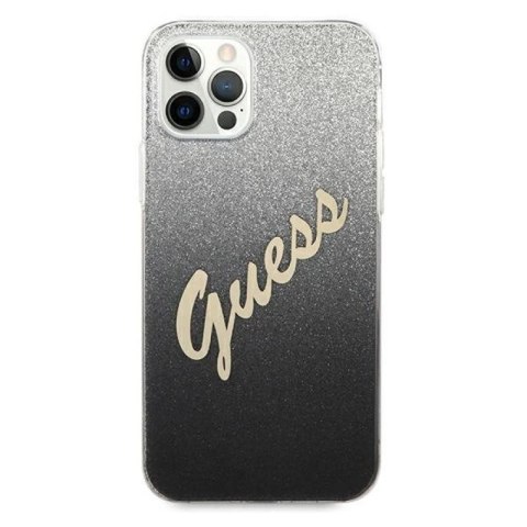 Etui Guess Glitter Gradient Script na iPhone 12 Pro Max - czarne Guess