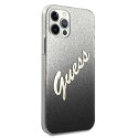 Etui Guess Glitter Gradient Script na iPhone 12 Pro Max - czarne Guess